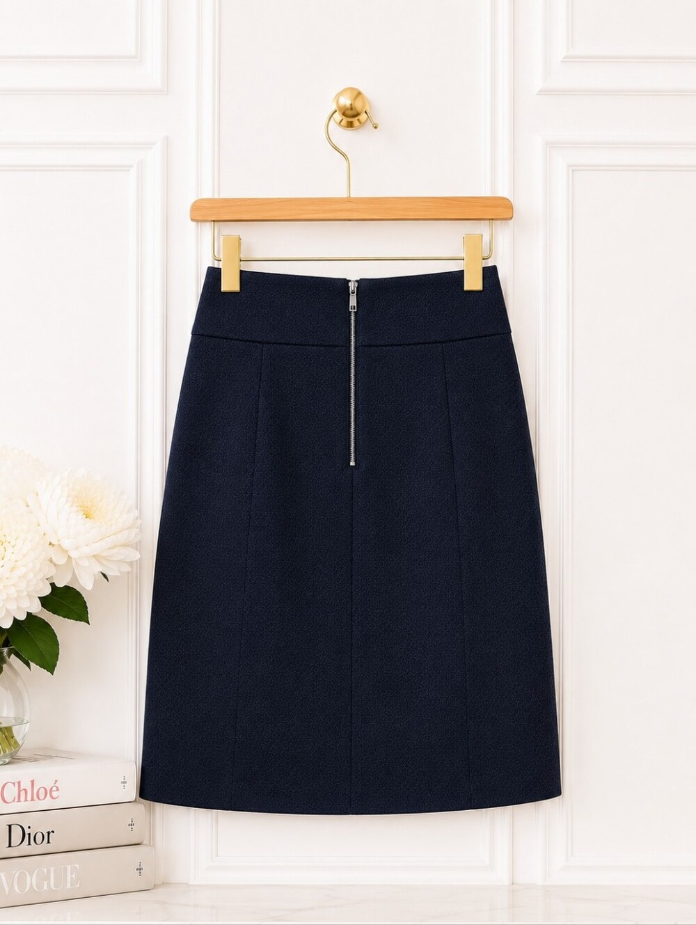 Studio JPR Navy High Waist Pencil Skirt Size 10 Button Detail Career - Picture 5 of 9